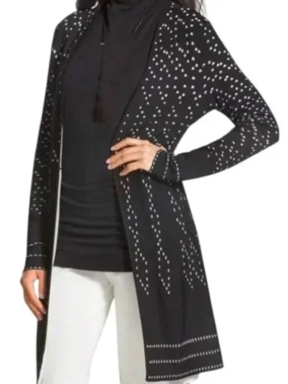 Chico’s Black Label Half Dot Cardigan Sweater